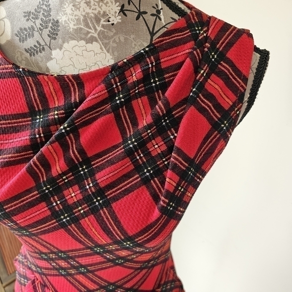 NWT Liva Girl red plaid peplum dress Sz. S - Picture 2 of 8